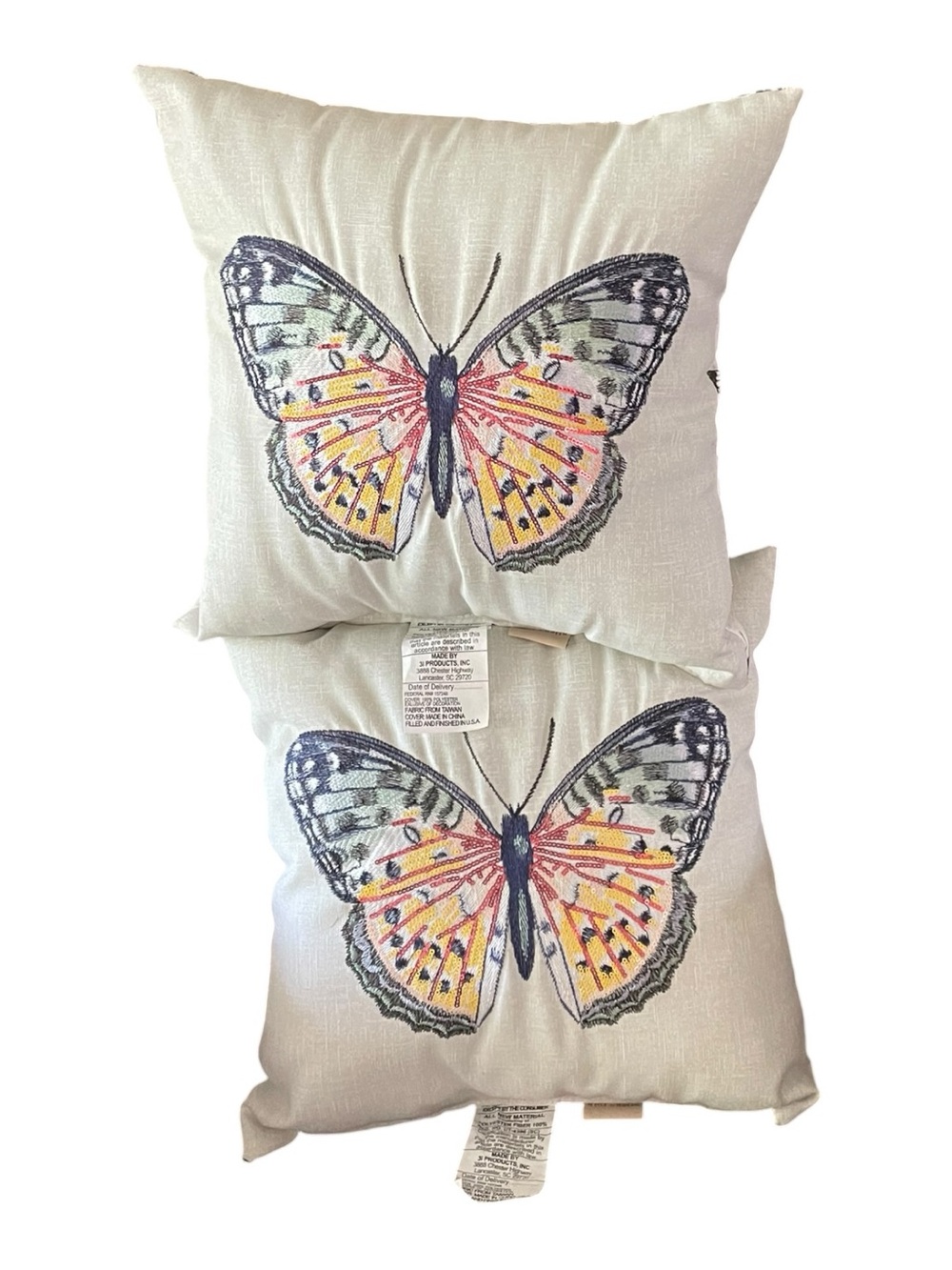 Allen + Roth Butterfly Garden Throw Pillows Set of 2 Embroidered Beaded Canvas